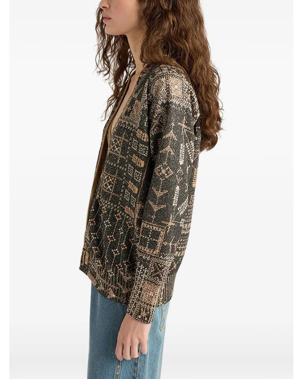 Momoní Green Eduardo Printed-Sequin Cardigan