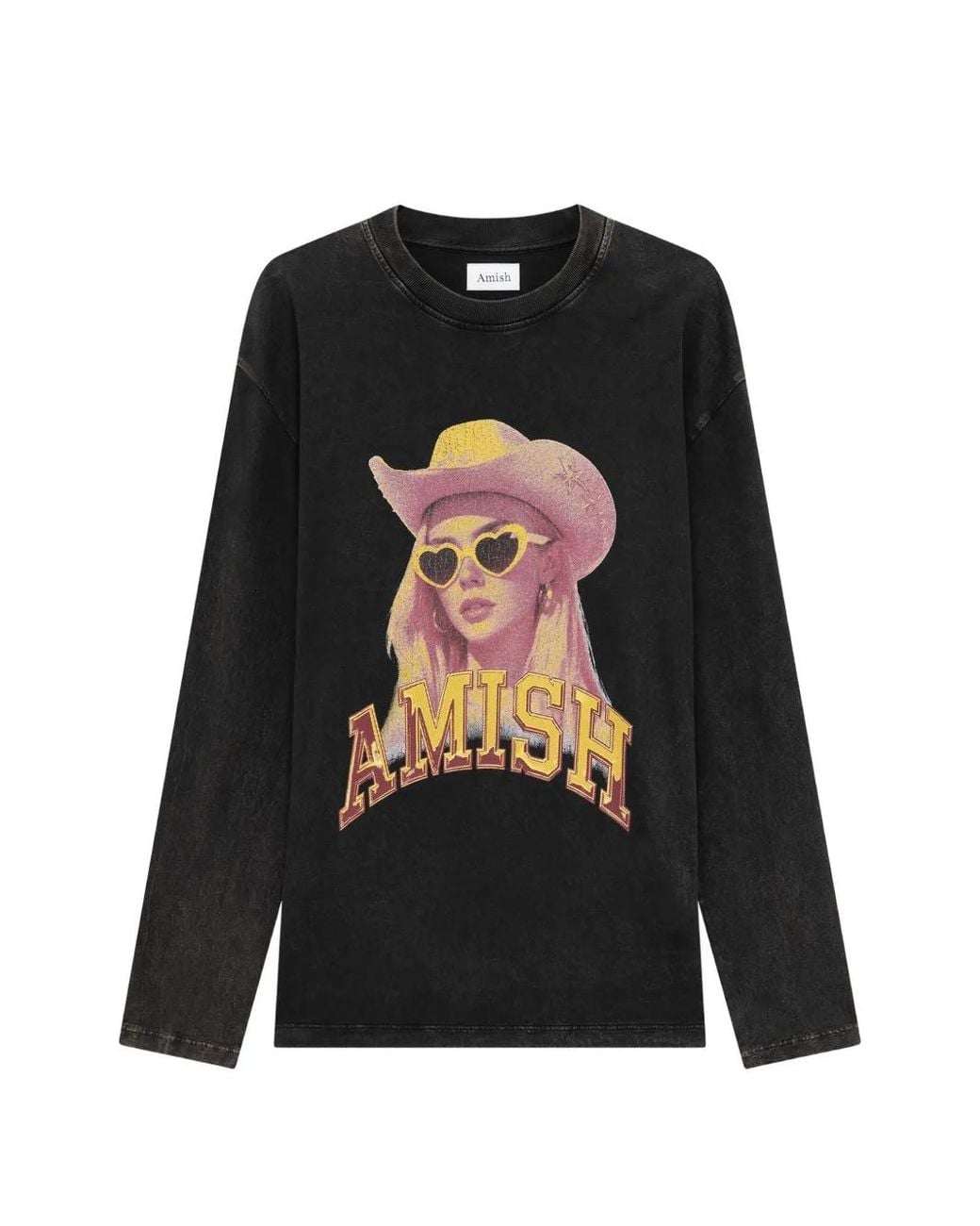 AMISH Black Graphic-Print Crew-Neck T-Shirt for men
