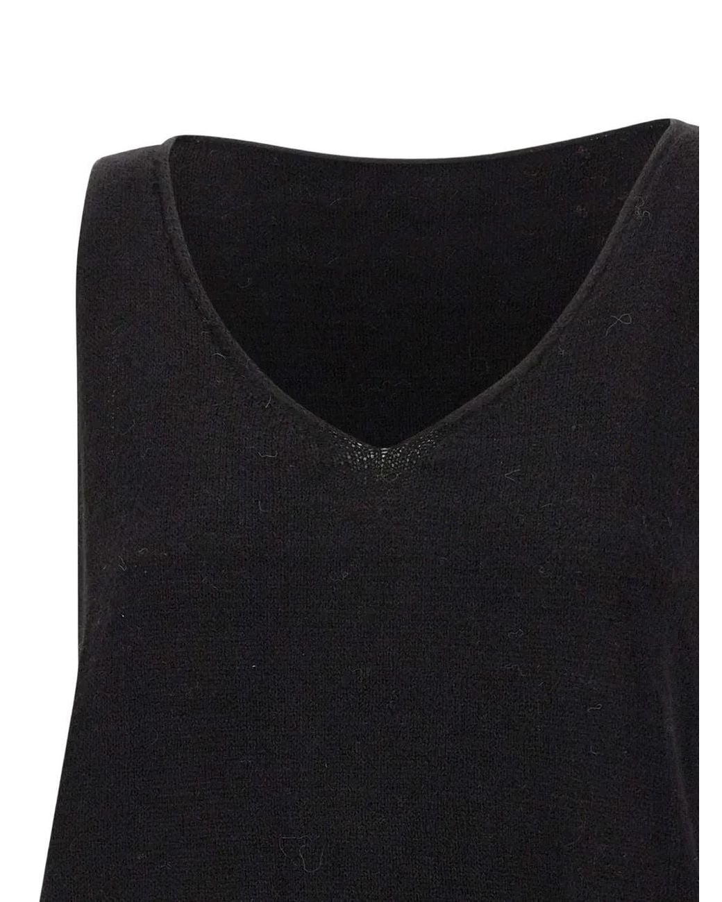 Maurizio Mykonos Black V-Neck Ribbed-Hem Top
