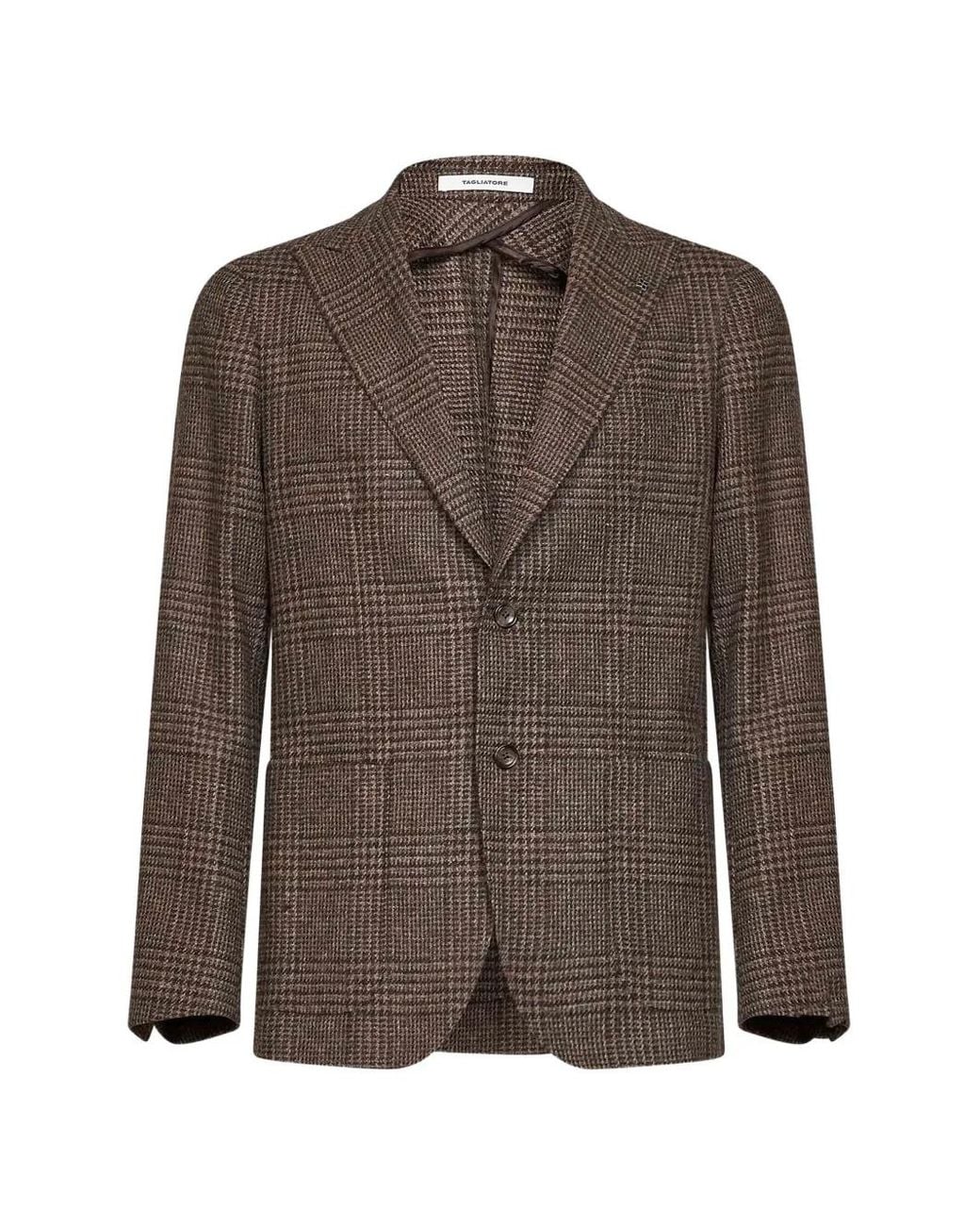 Tagliatore Brown Prince Of Wales Check-Pattern Blazer for men