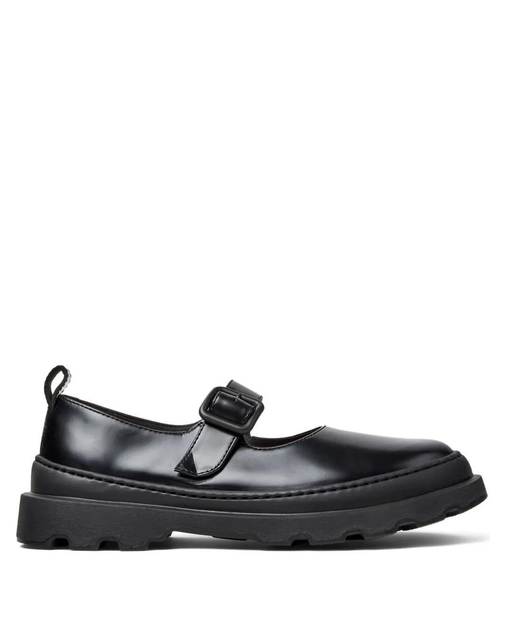 Camper Black Buckle-Strap Leather Loafers