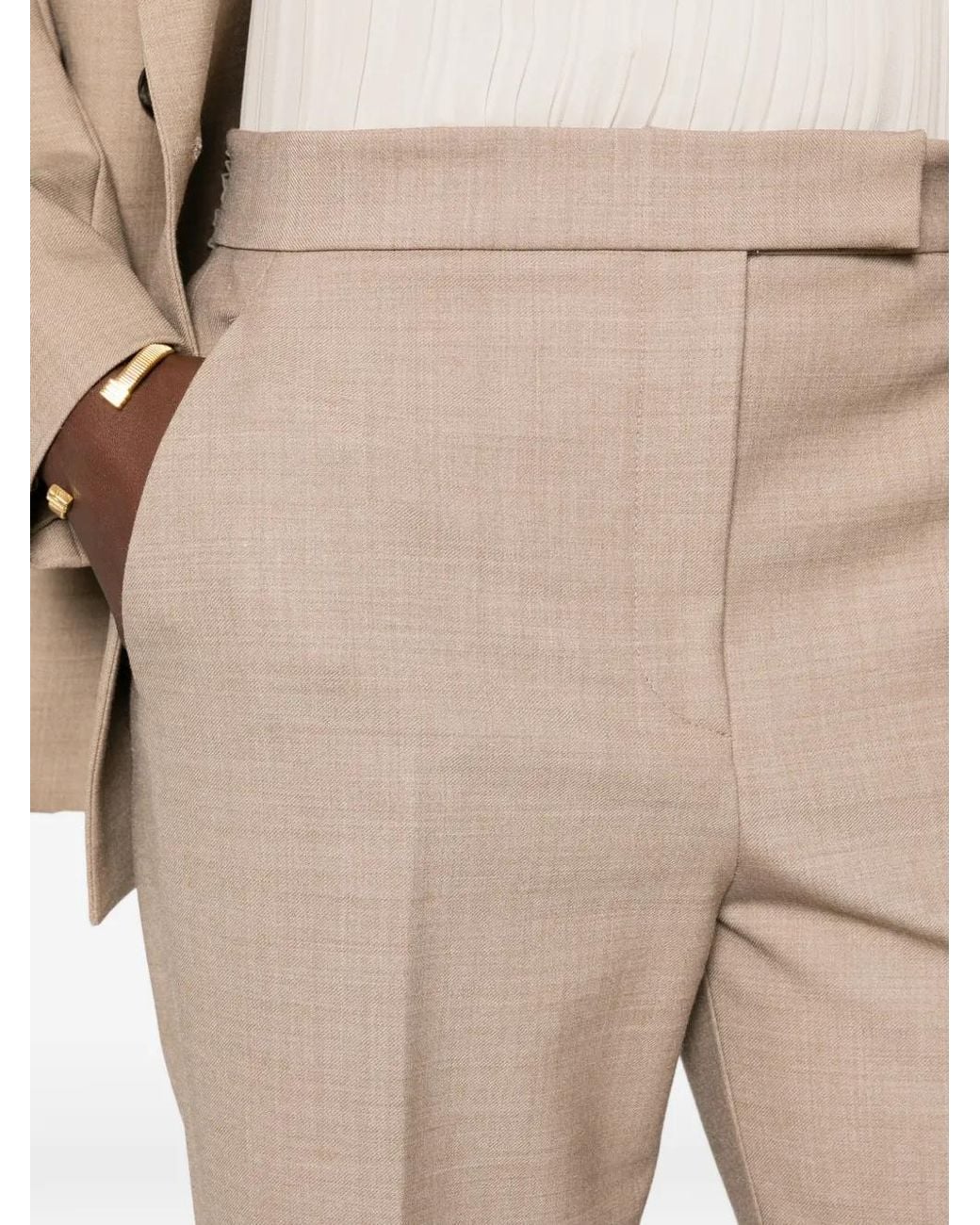 Antonelli Natural Pressed-Crease Wide-Leg Trousers