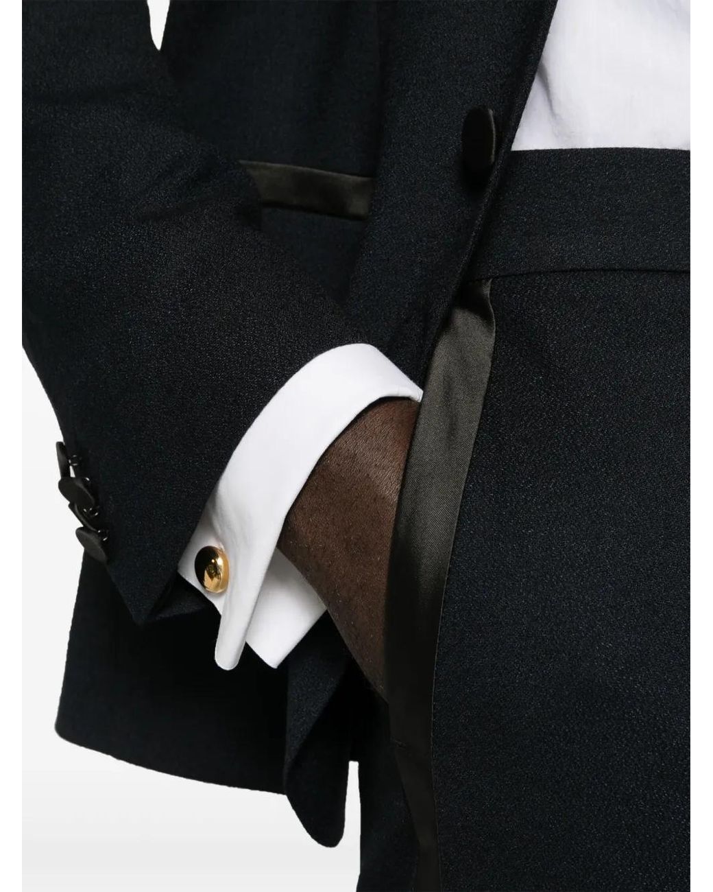 HUGO Black Satin-Trim Tailored Trousers for men