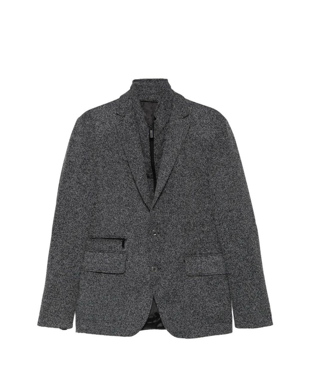 Karl Lagerfeld Gray Layered-Design Textured-Finish Blazer for men