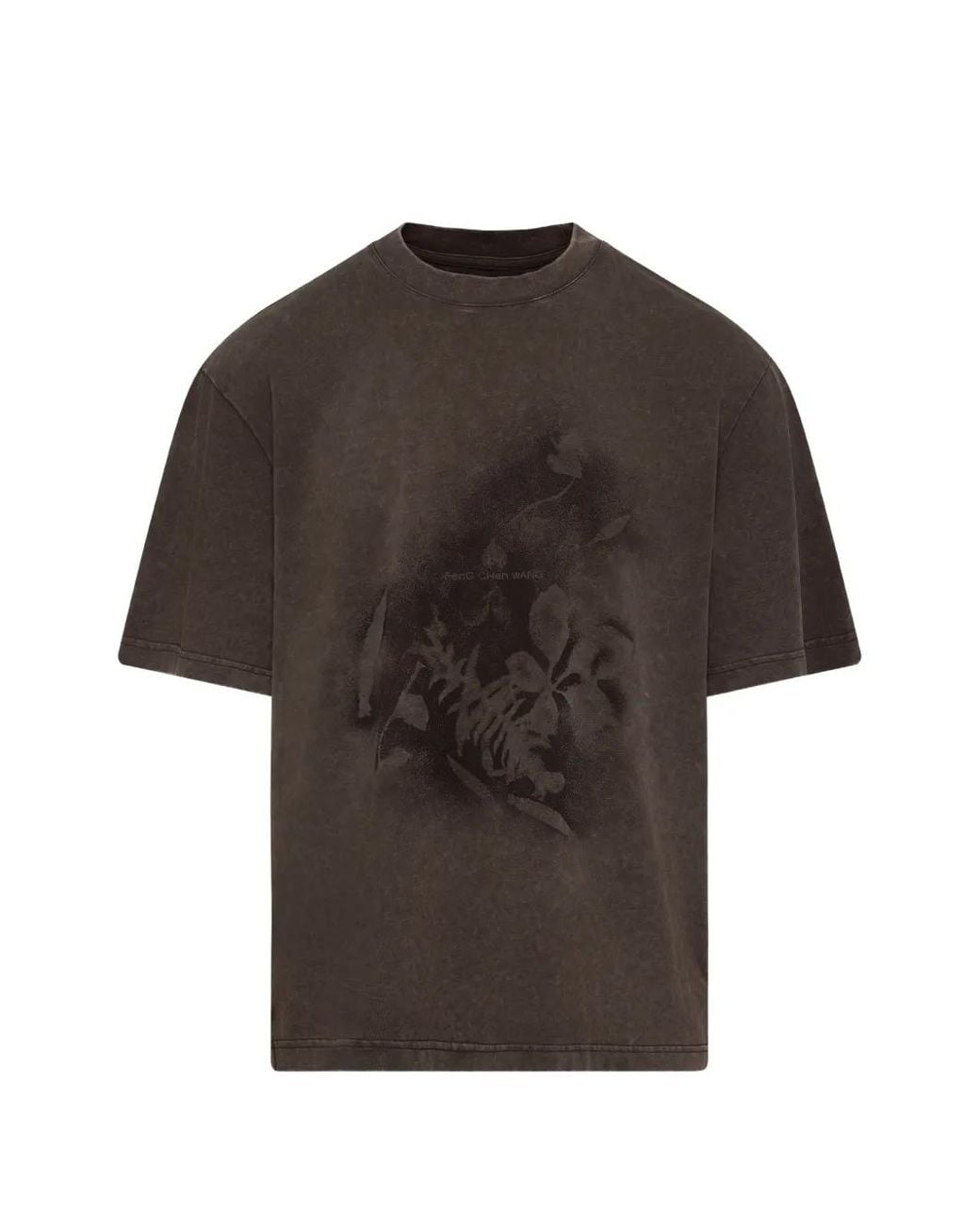 Feng Chen Wang Gray Spray-Painted Plant-Motif T-Shirt for men