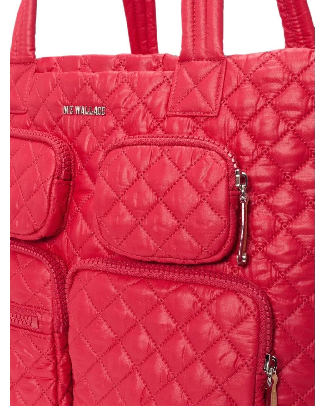 MZ Wallace Red Large Metro Travel Quilted Tote Bag