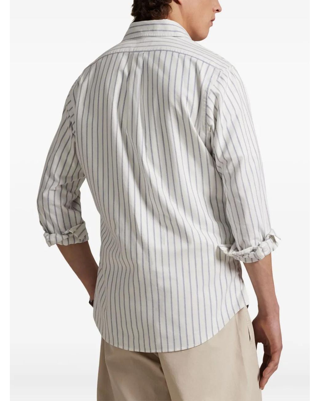 Polo Ralph Lauren White Striped Oxford Shirt for men
