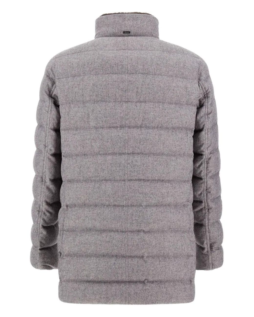 Herno Gray High-Neck Long-Sleeve Coat for men