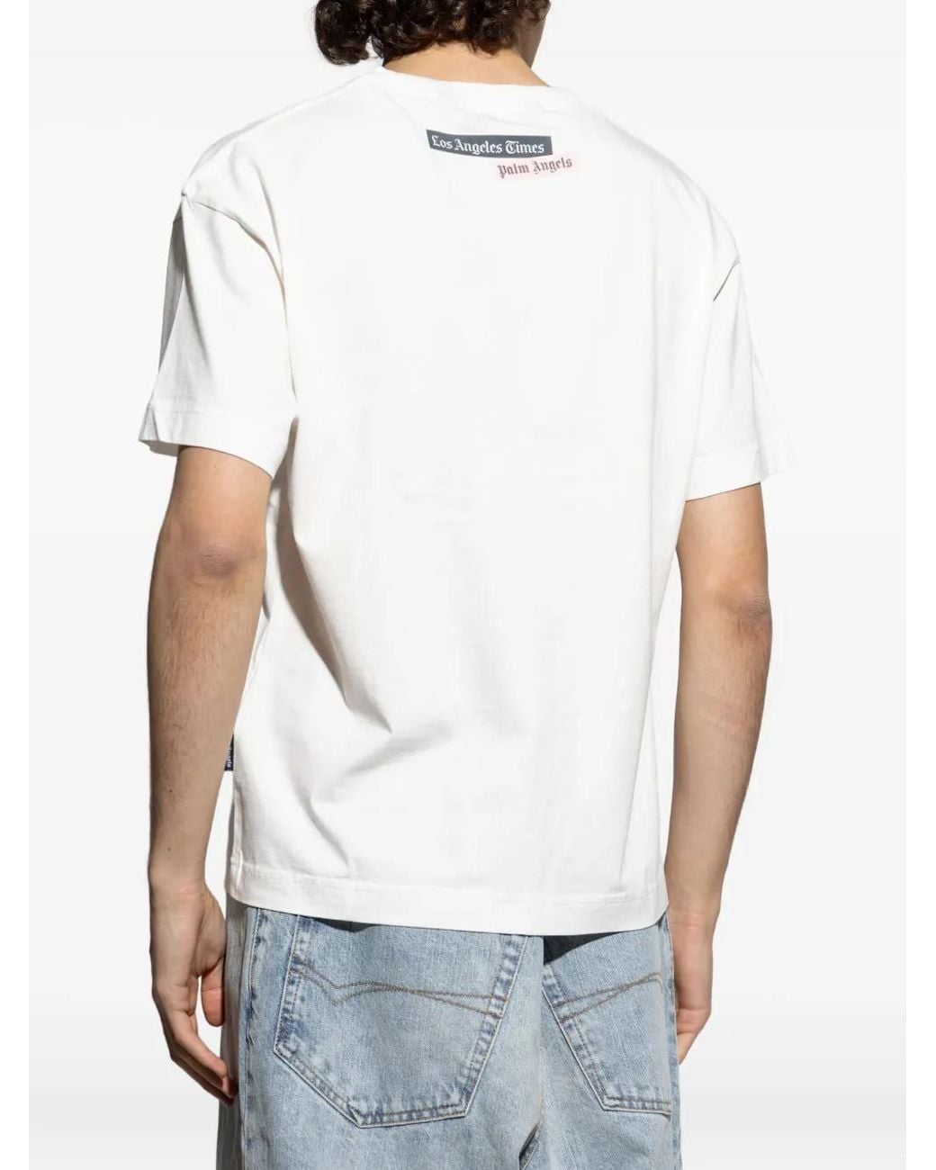 Palm Angels White Cotton Crew-Neck T-Shirt for men
