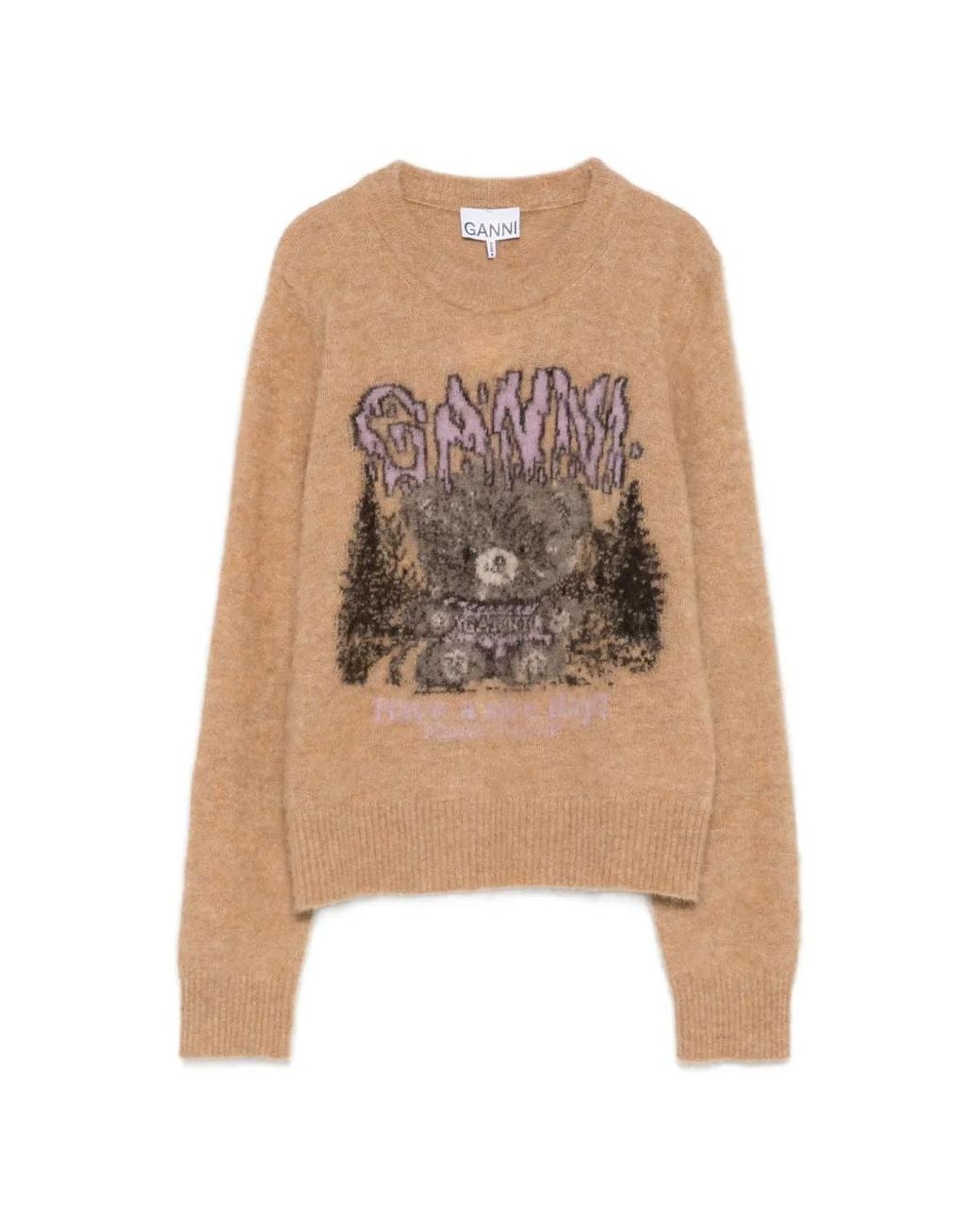 Ganni White Alpaca Wool Polyamide Sweater