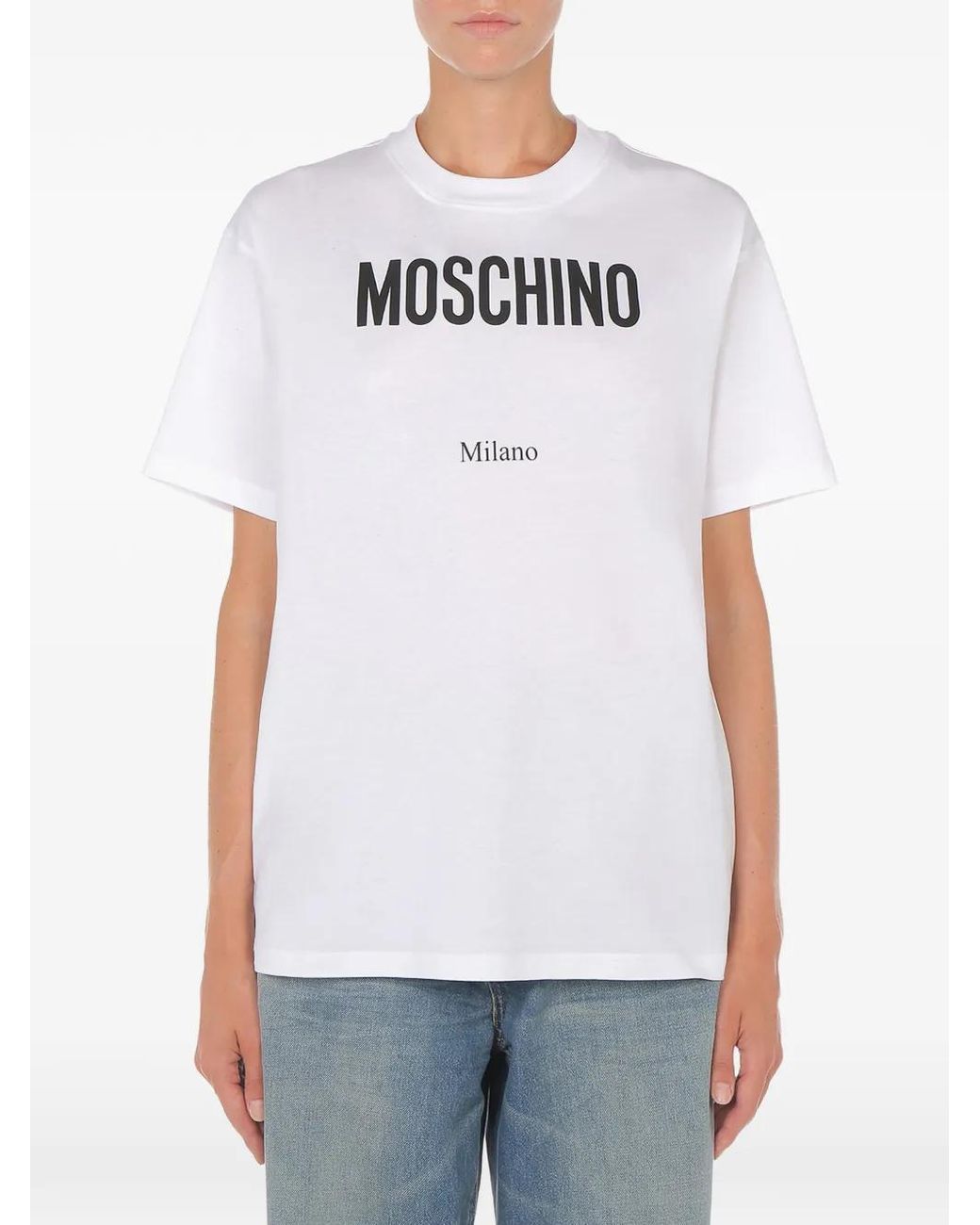 Moschino White Logo-Printed T-Shirt