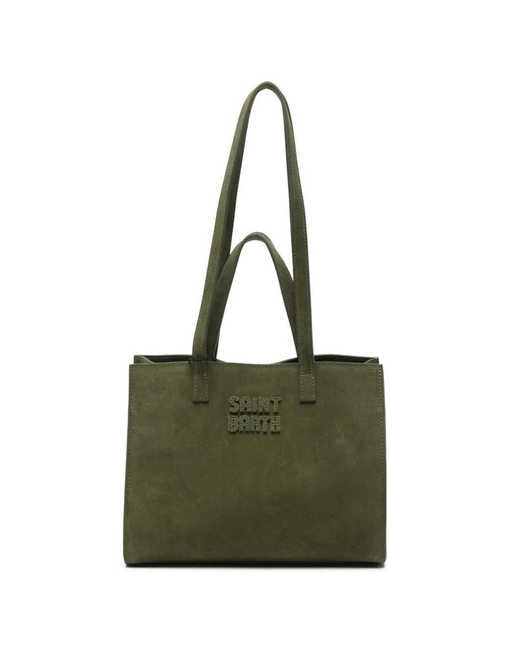 Mc2 Saint Barth Green Midi Jour Suede Tote Bag