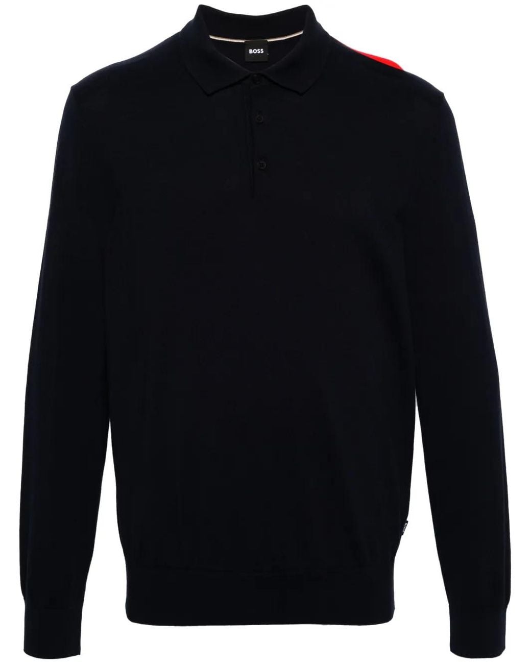Boss Blue Fine-Knit Polo Jumper for men