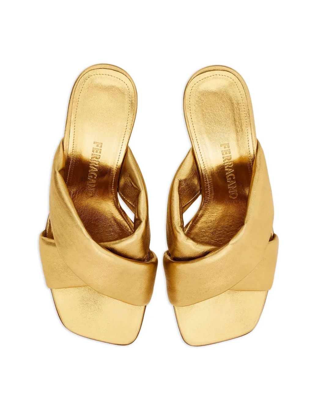 Ferragamo Metallic Gancini-Heel Padded Sandals