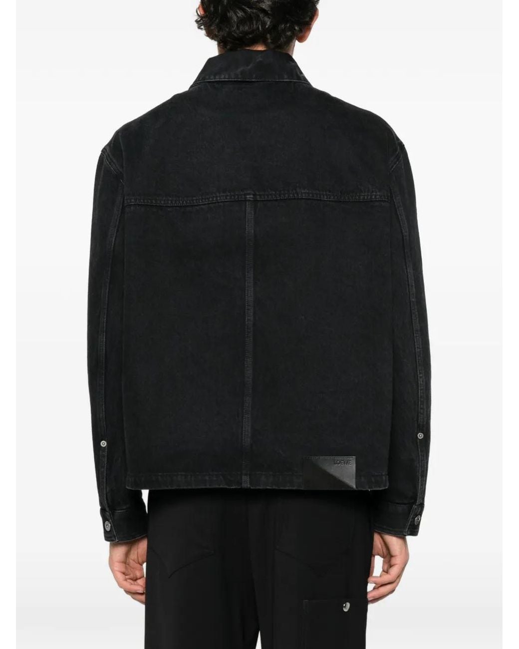 Loewe Black Logo-Patch Denim Jacket for men
