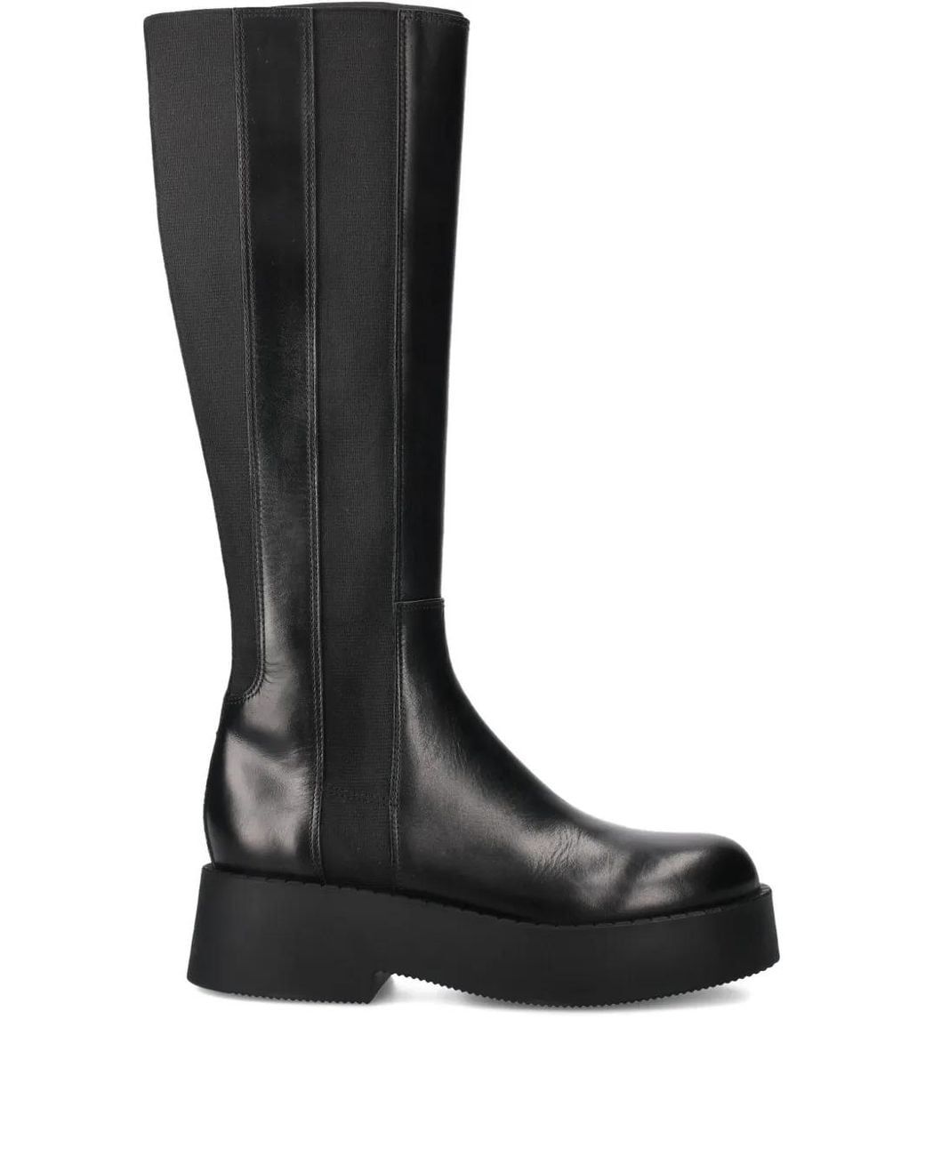Premiata Black Elasticated-Panels Leather Boots