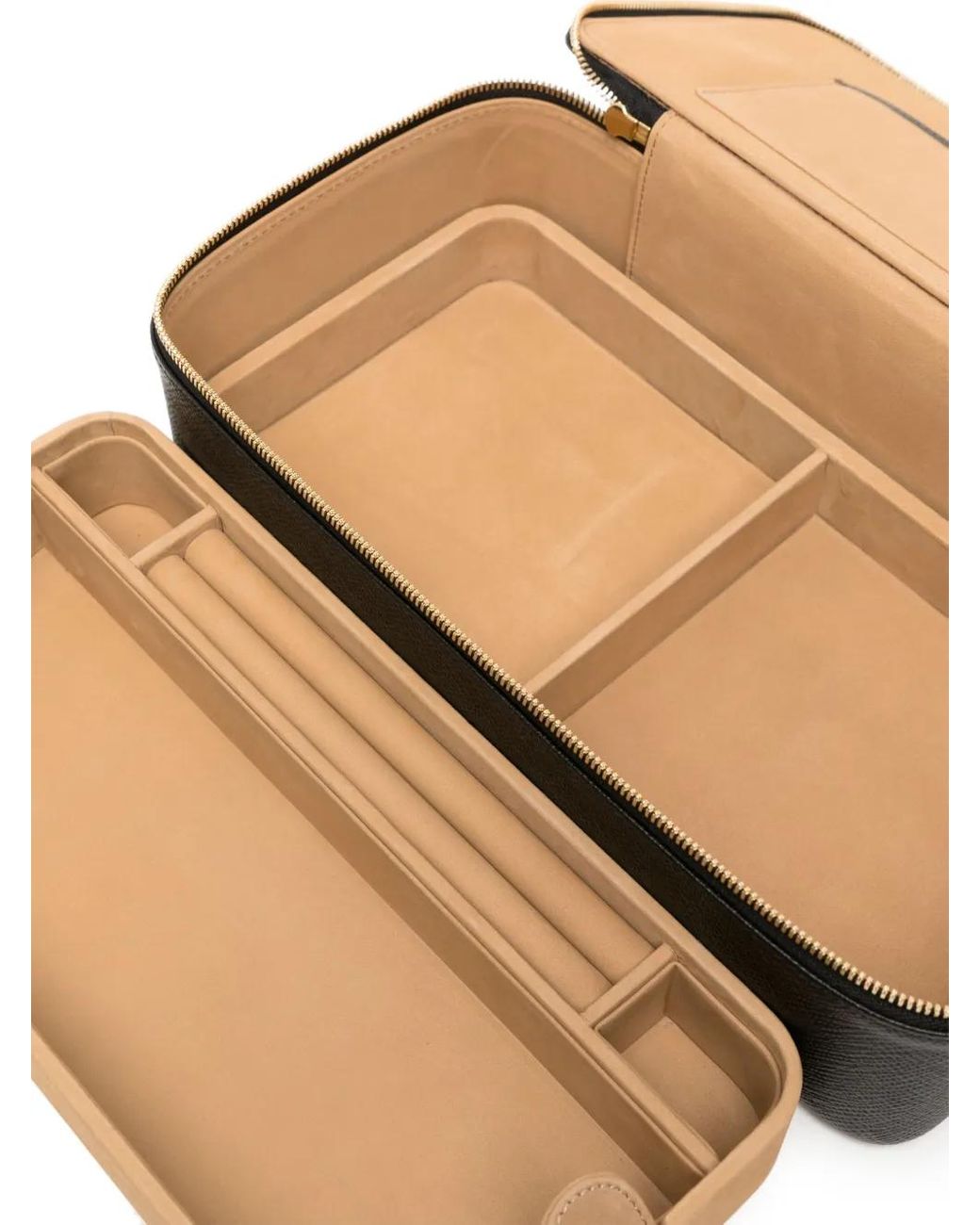 Smythson Black Panama Leather Jewellery Travel Case