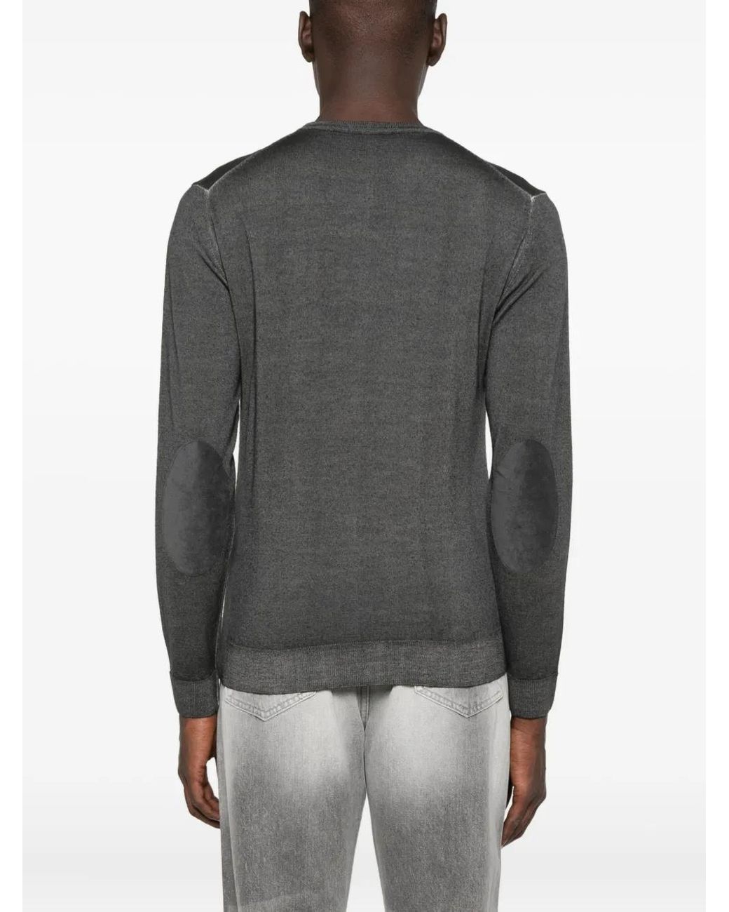 Daniele Fiesoli Gray Crew-Neck Wool Sweater for men