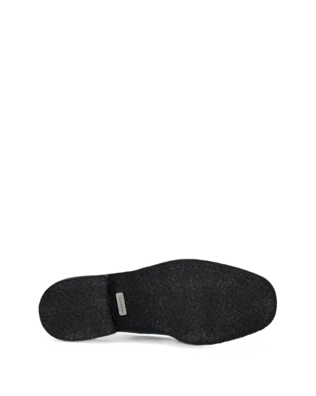 AllSaints Black Elasticated-Side Leather Boots for men