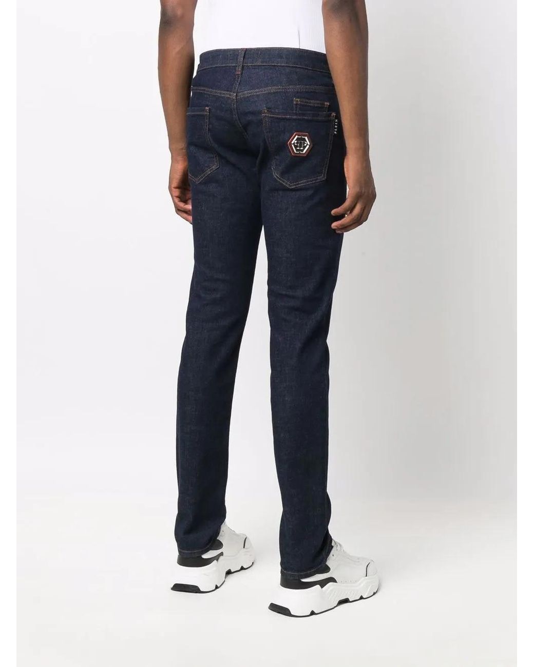 Philipp Plein Blue Iconic Plein Super-Straight Cut Jeans for men