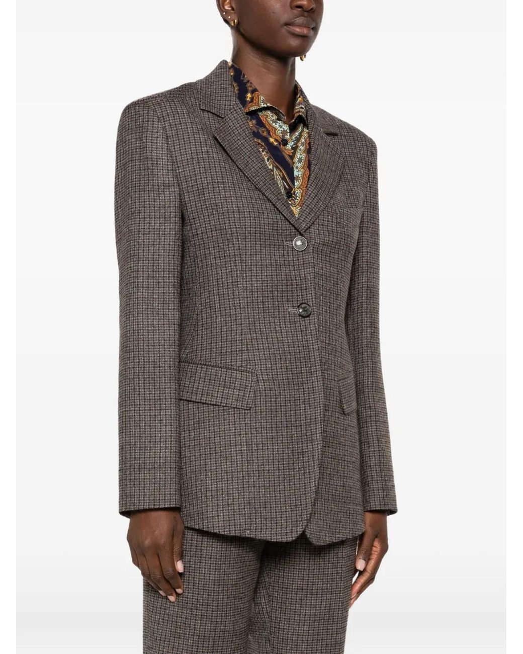 Etro Gray Patterned Single-Breasted Jacket