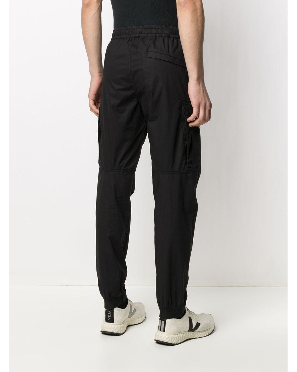 Stone Island Synthetic Logo Patch Cargo Trousers in Black for Men - Lyst