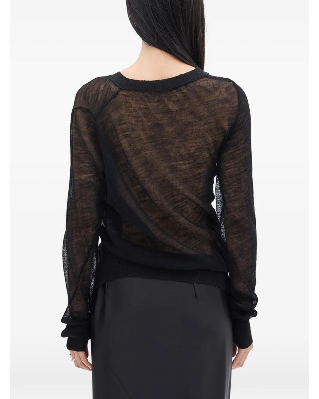Ann Demeulemeester Black Crepe Wool Cardigan
