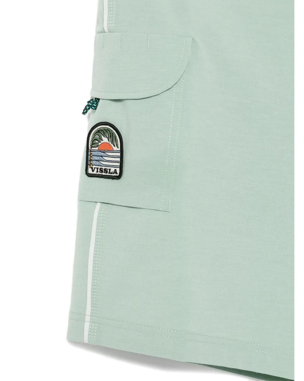 Vissla Green Solid Sets Patch-Detail Swim Shorts for men