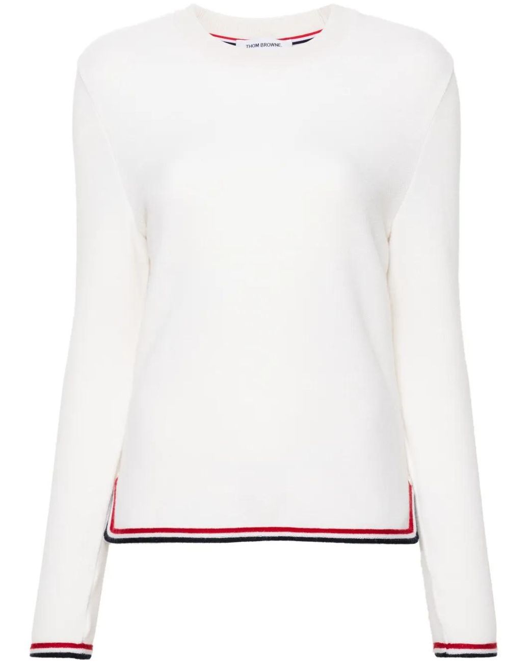Thom Browne White Striped-Border Cashmere Jumper