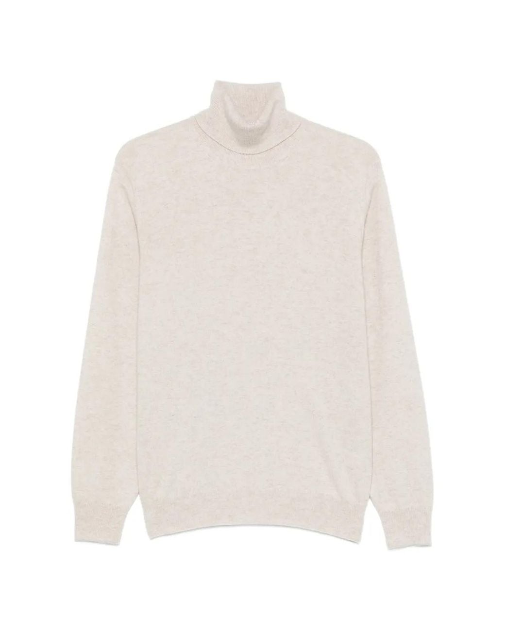 Brunello Cucinelli White Roll-Neck Cashmere Sweater for men