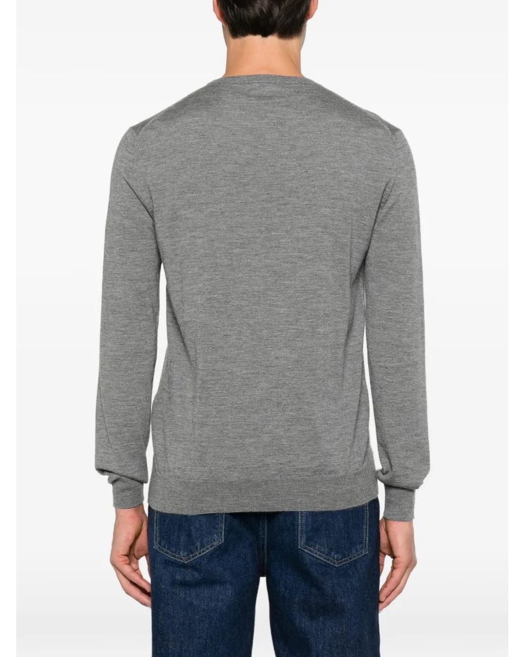 Jil Sander Gray Crew-Neck Cashmere Sweater for men