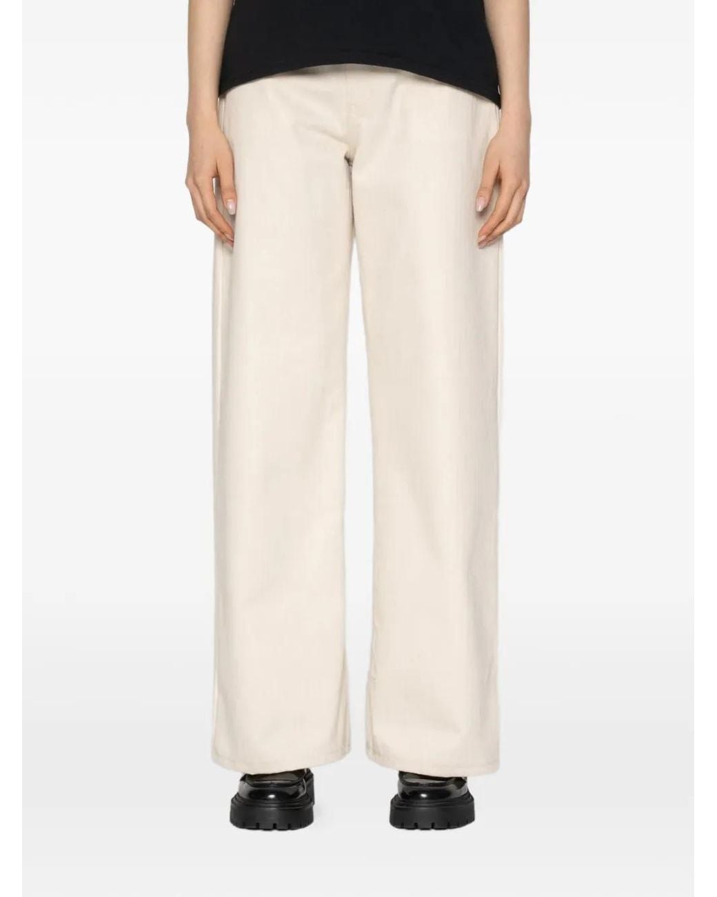 Naked & Famous White Wide Wild West Herringbone Jeans