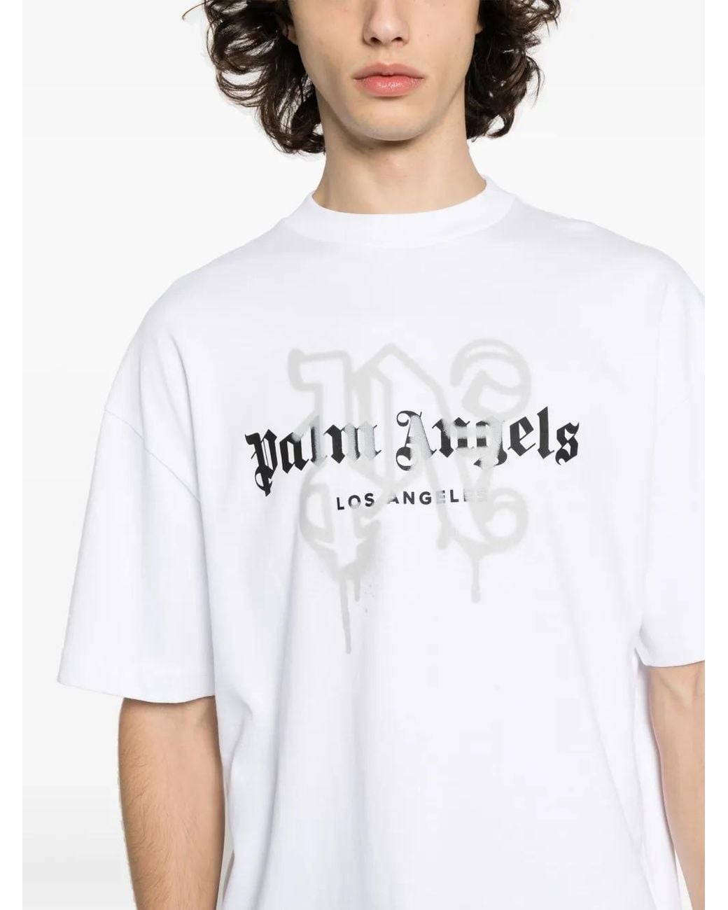 Palm Angels White Los Angeles Monogram-Print T-Shirt for men