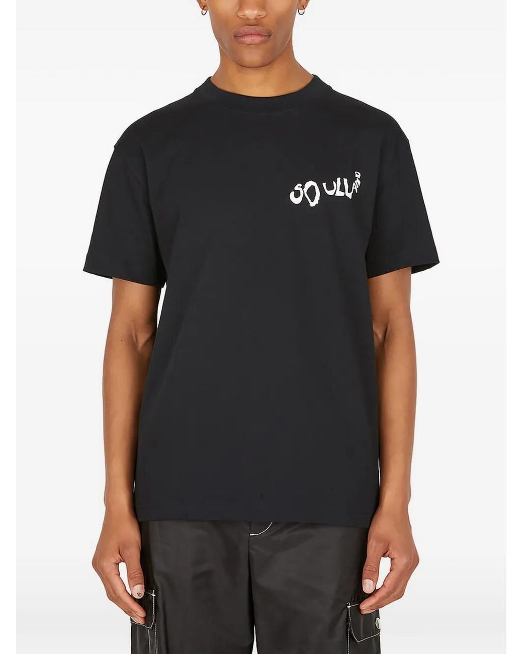 Soulland Black Print-Detail T-Shirt for men