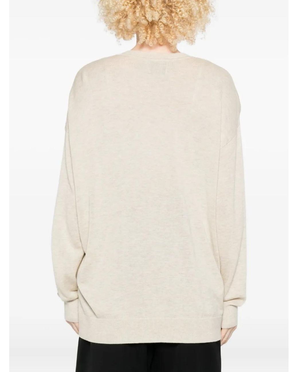 Isabel Marant Natural Chiraz V-Neck Ring-Detail Sweater