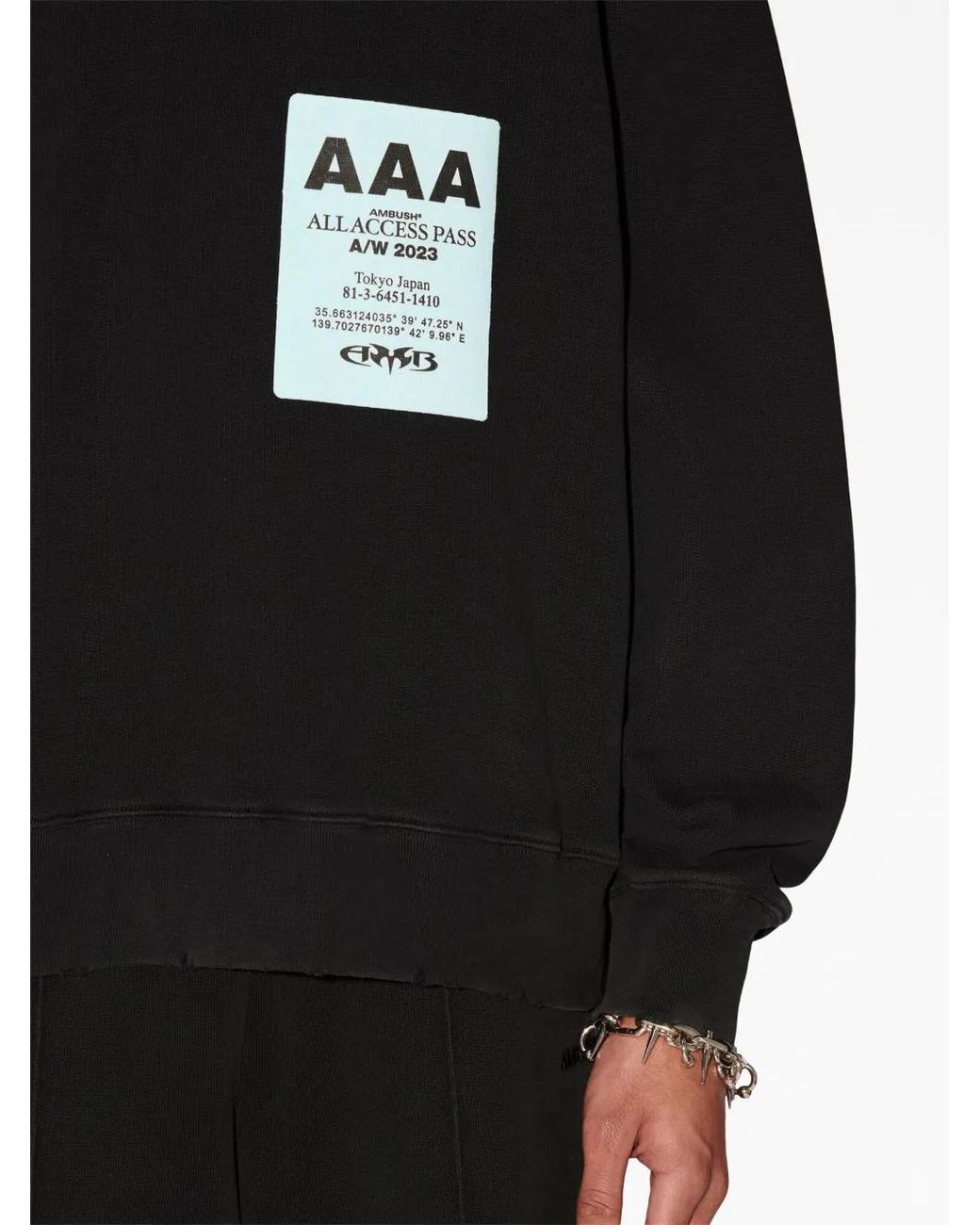 Ambush Black Pass-Patch Cotton Sweatshirt for men