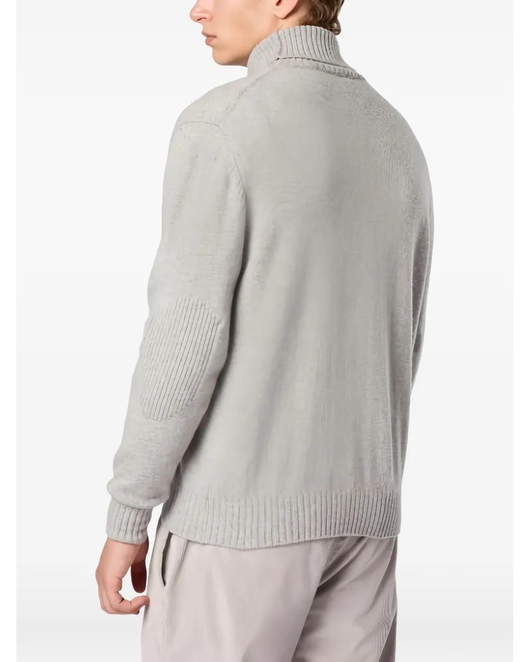 Sease Gray Roll-Neck Ribbed Cashmere Sweater for men