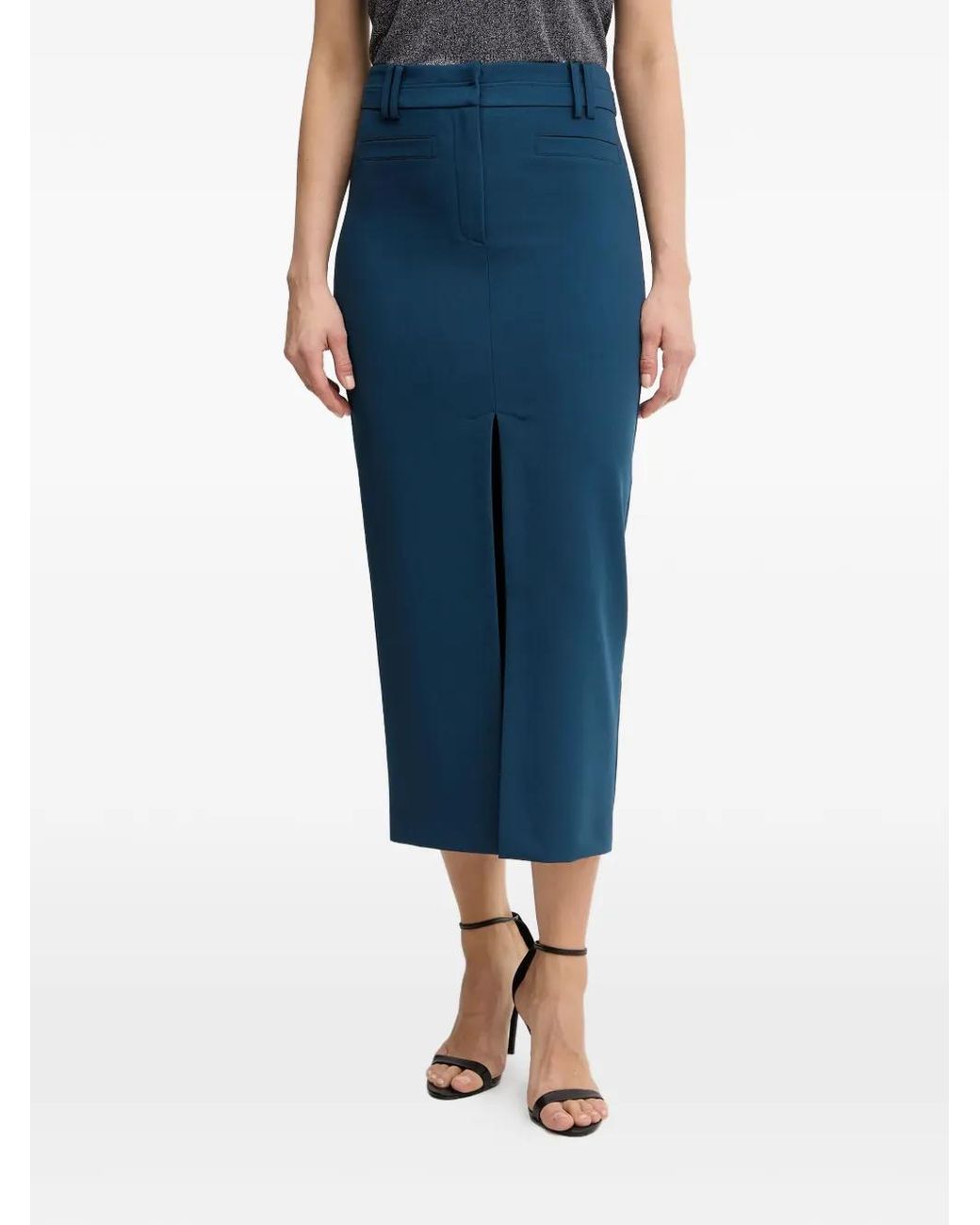 Patrizia Pepe Blue Slit Midi Skirt