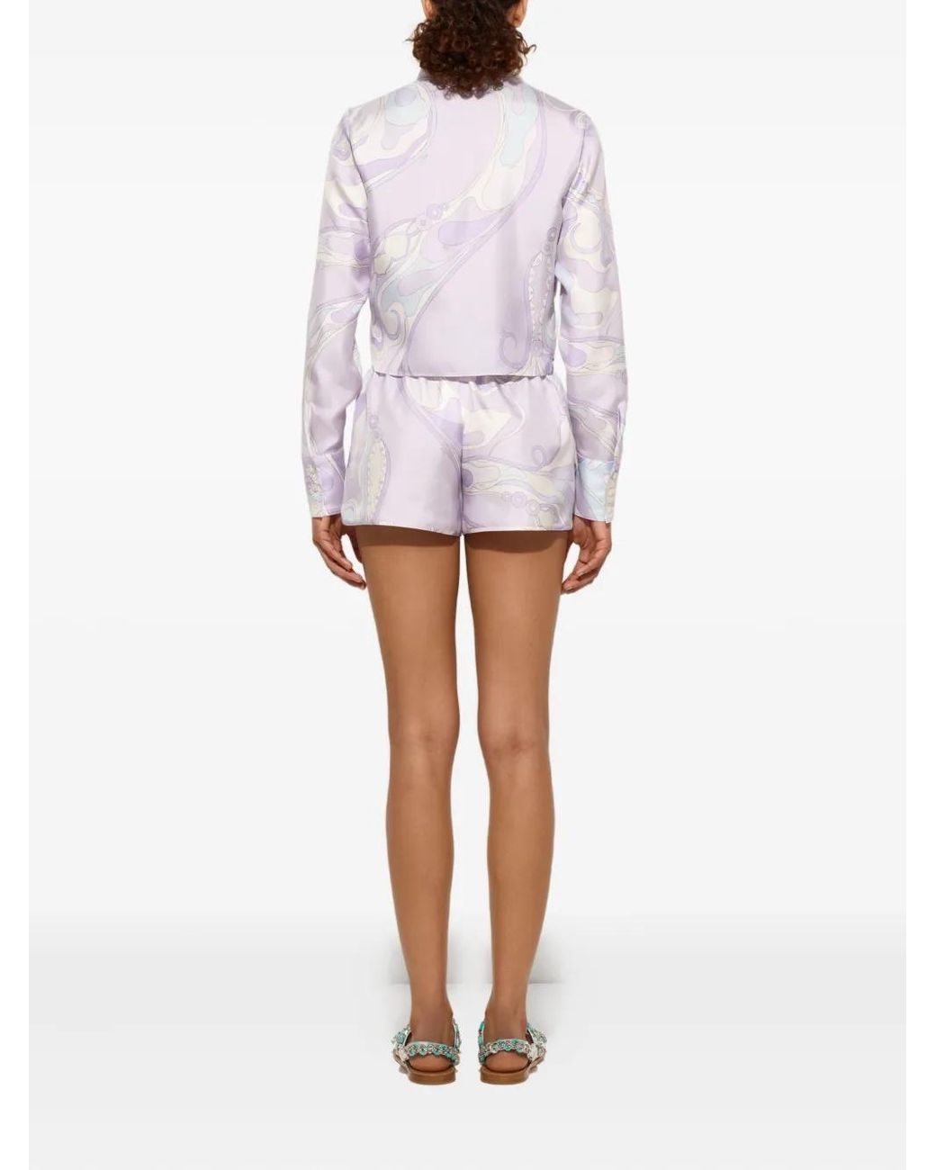 Emilio Pucci White Orchidee-Print Silk Shirt