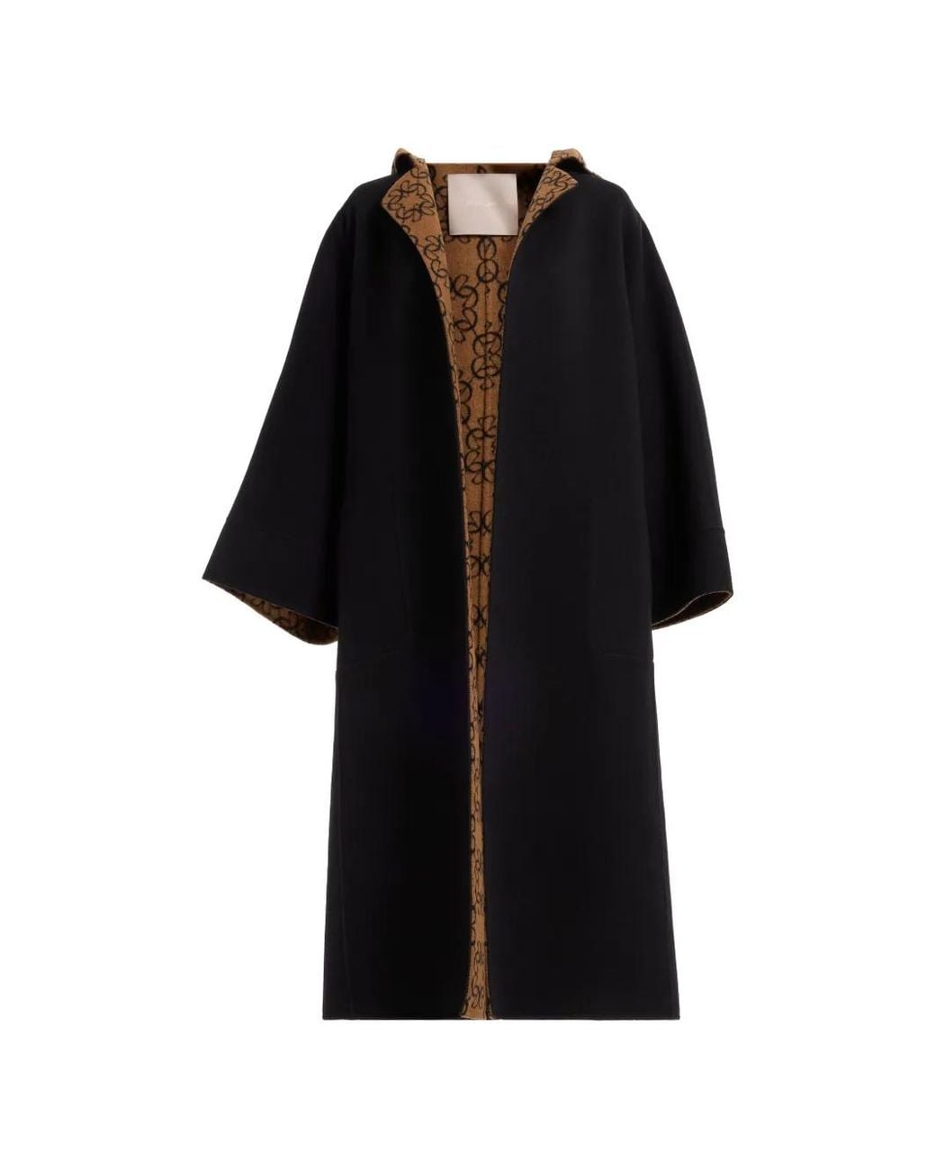 Elie Saab Black Reversible Monogram-Pattern Coat