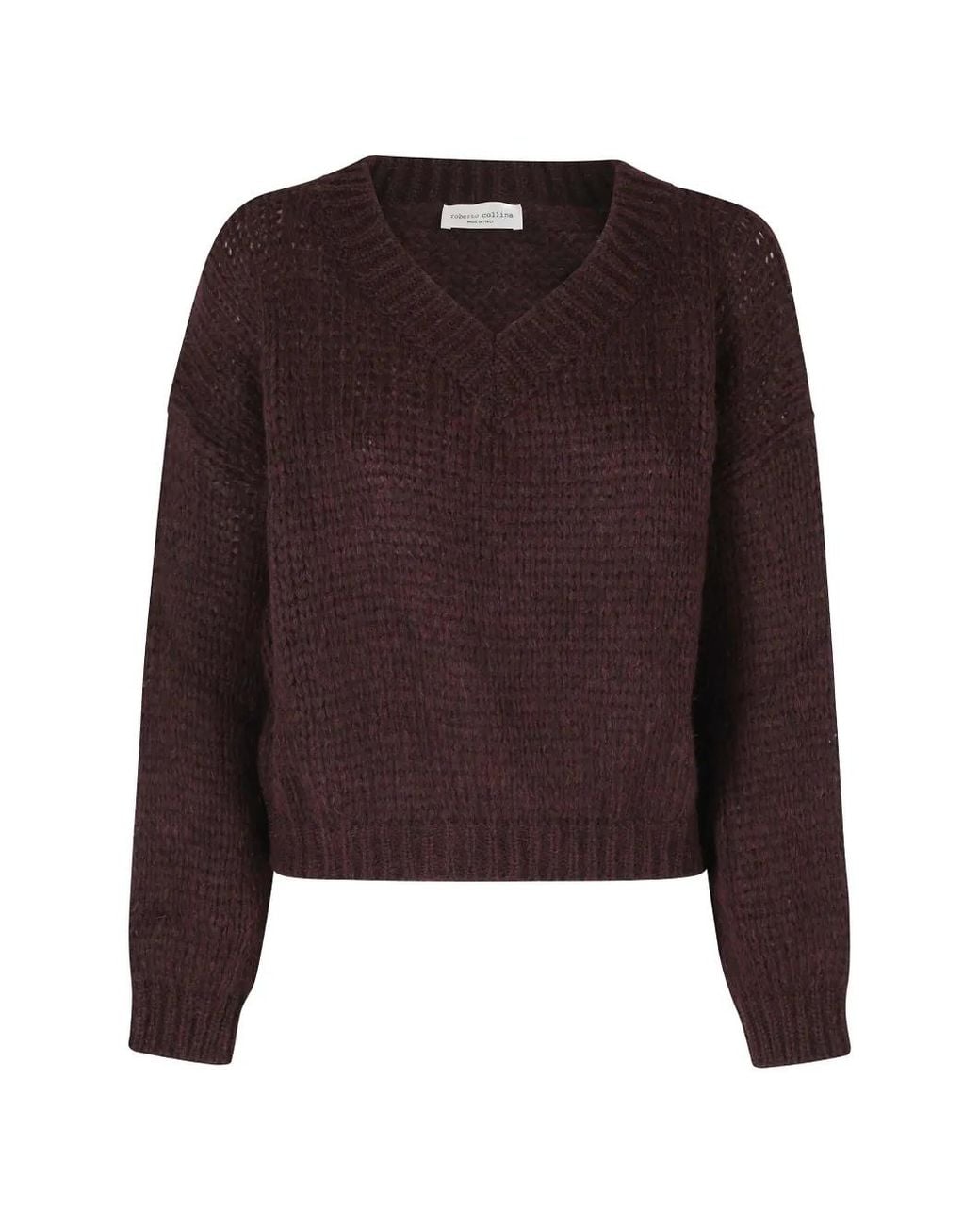 Roberto Collina Purple Chunky-Knit V-Neck Sweater