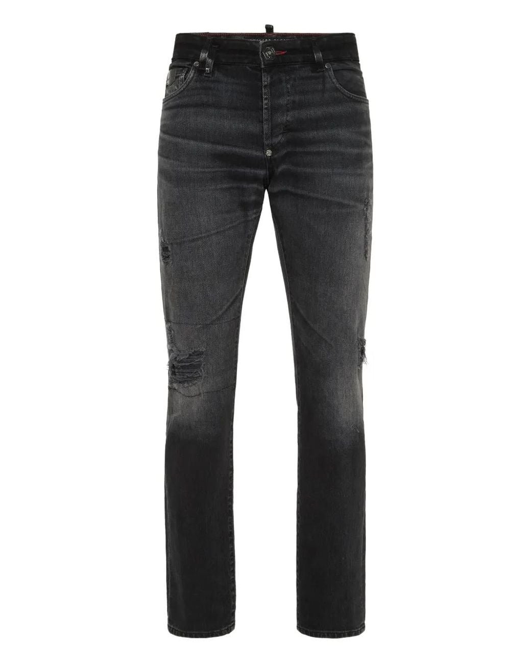Philipp Plein Black 5-Pocket Super Straight Cut Jeans for men
