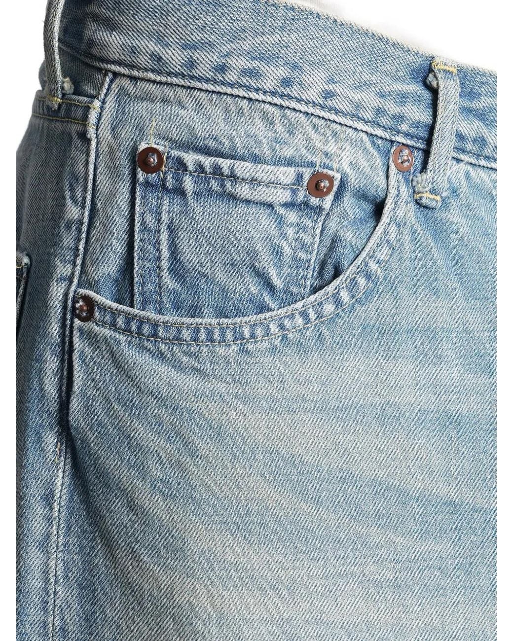 Ssstein Blue Whiskering-Effect Jeans for men