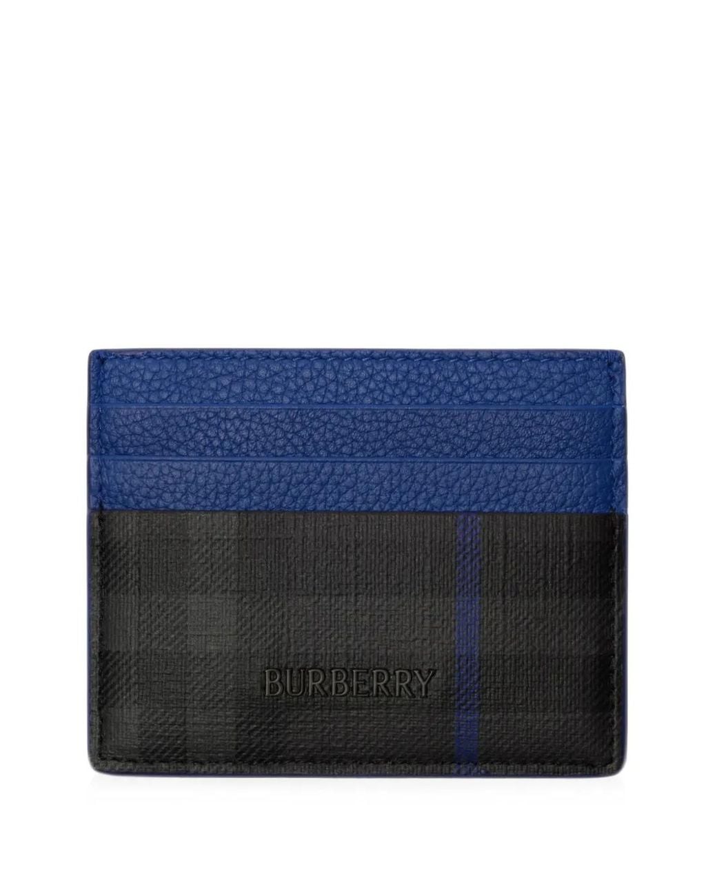 Burberry Blue City Check Card Case for men