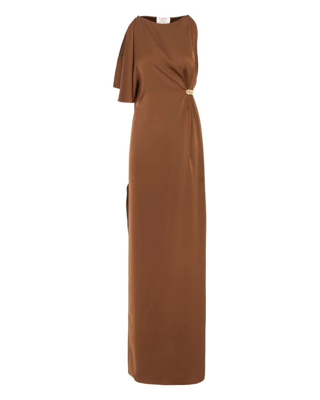 V:PM ATELIER Brown Etta Draped Maxi Dress