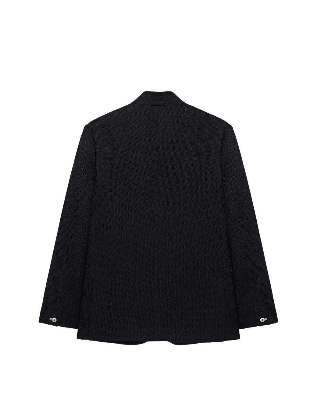 Shanghai Tang Blue Meow Meow Textured Five-Button Jacket for men