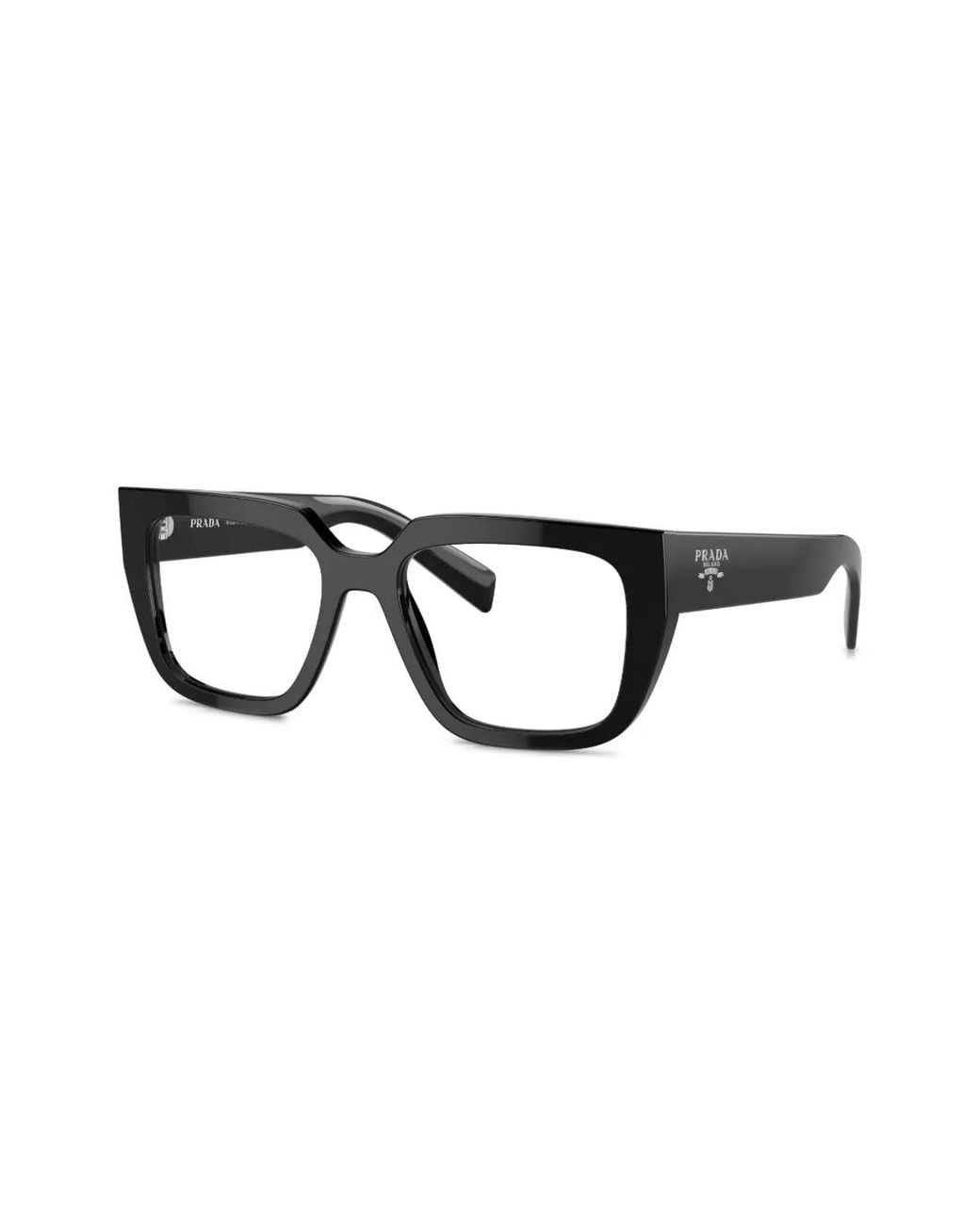 Prada Black Logo-Lettering Square Glasses
