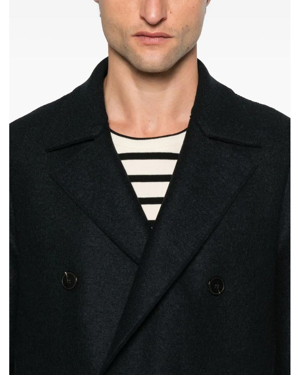 Harris Wharf London Blue Double-Breasted Wool Coat for men