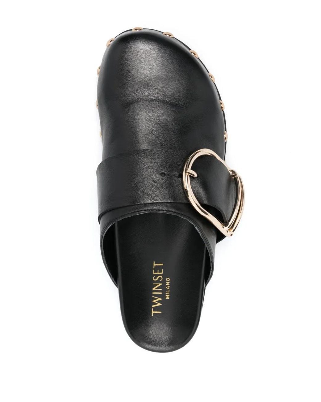Twinset Black Buckle-Fastened Leather Mules
