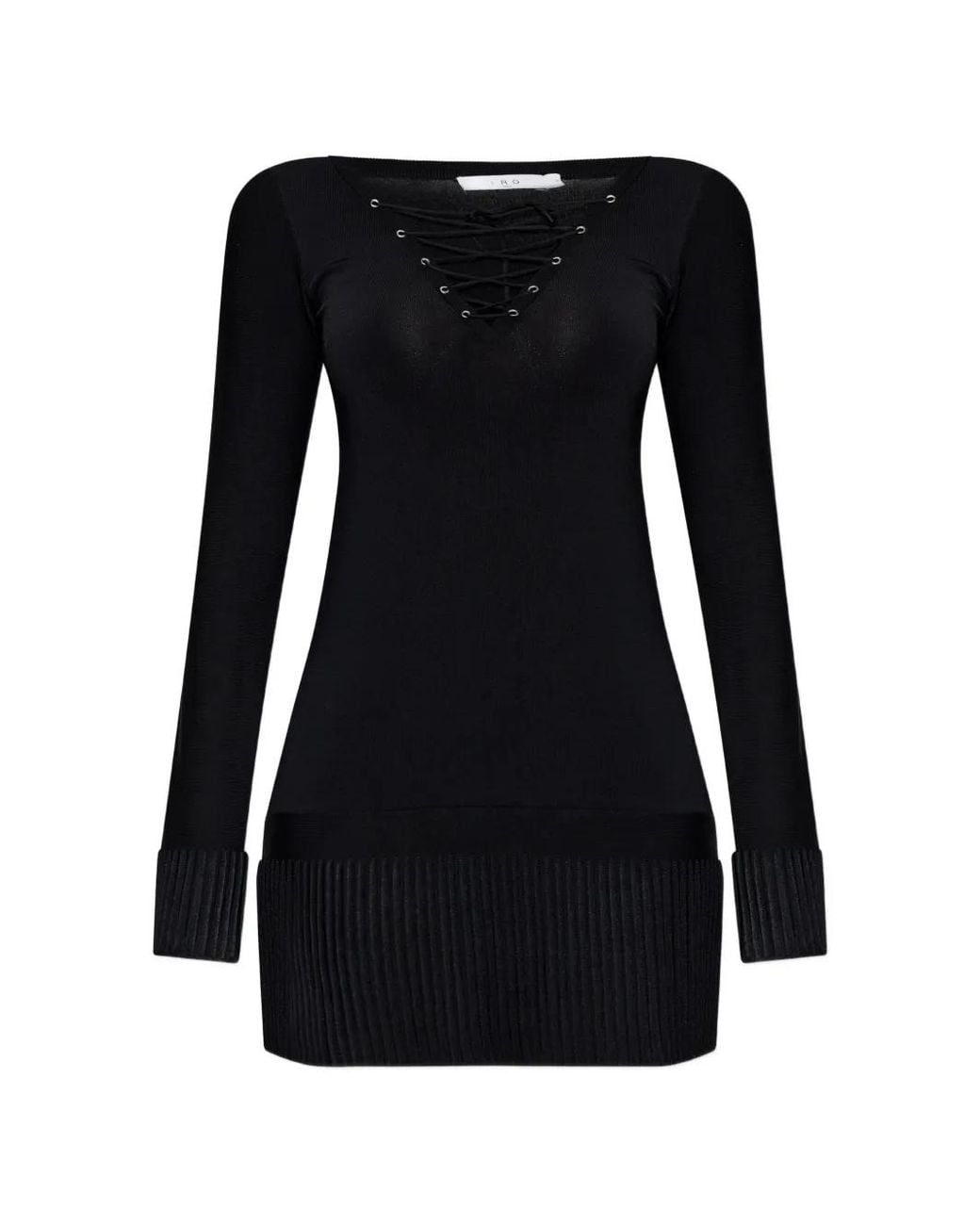 IRO Black Floca Pleated Mini Dress